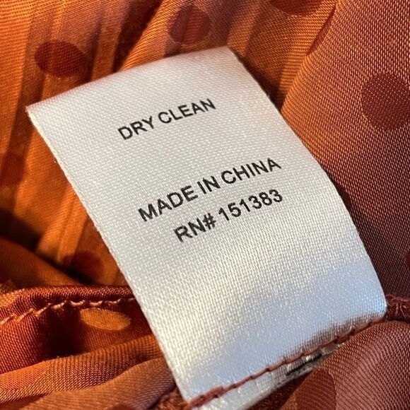 Current Air Anthropologie Blouse Polka Dots Pleated Rust L - Picture 10 of 10